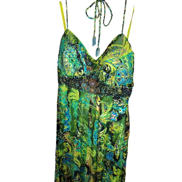 Dolce Jovani Green Beaded Halter Evening Dress Size 20 NWT - Picture 3 of 6